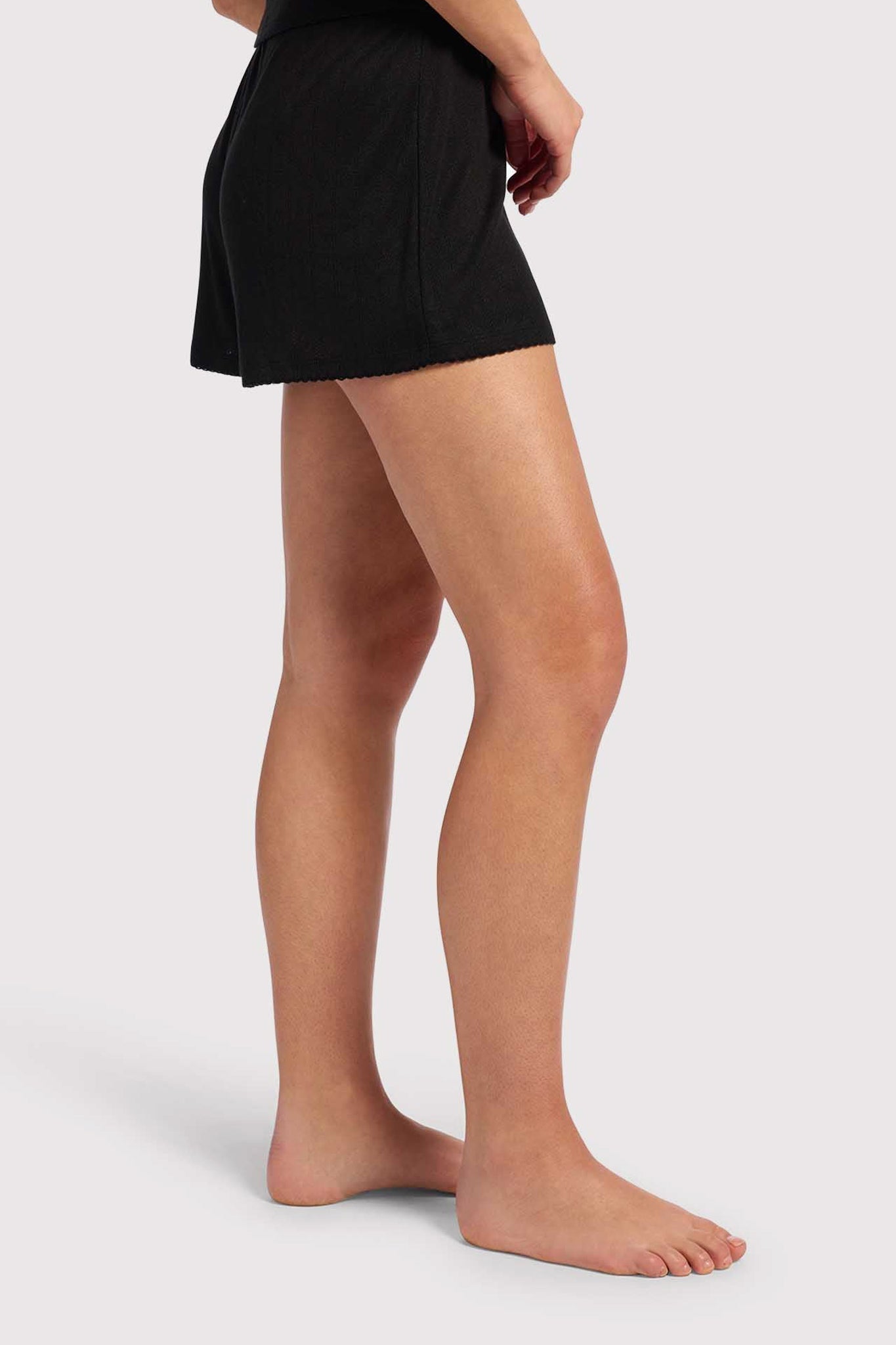 Heart Pointelle Pajama Cheeky Short | Black