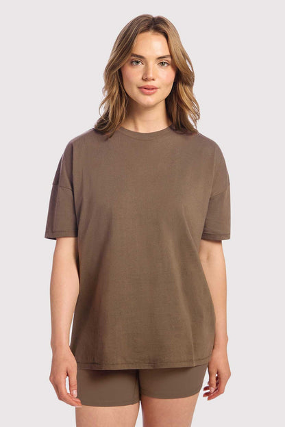 Soft Cotton Oversized Tee | Mocha