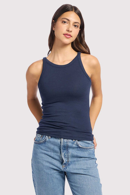Slinky Rib Racer Tank | Navy