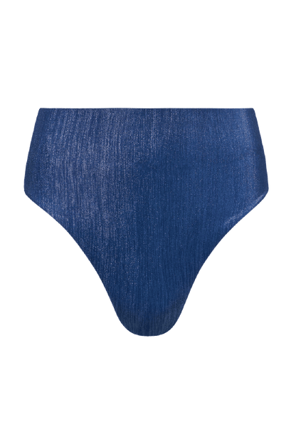 Shimmer High Waist Bikini Bottom | Navy