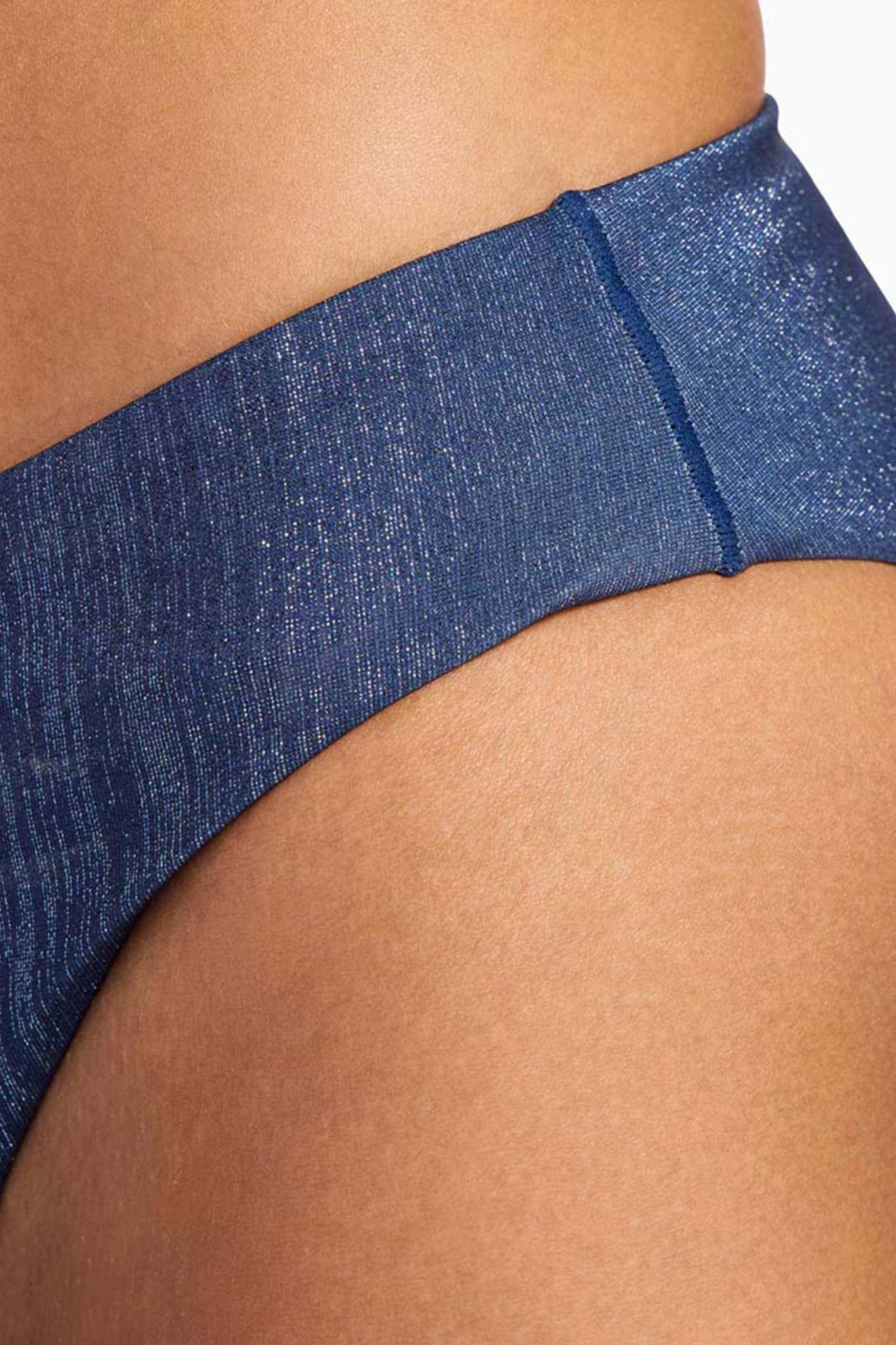 Shimmer Low Waist Bikini Bottom | Navy