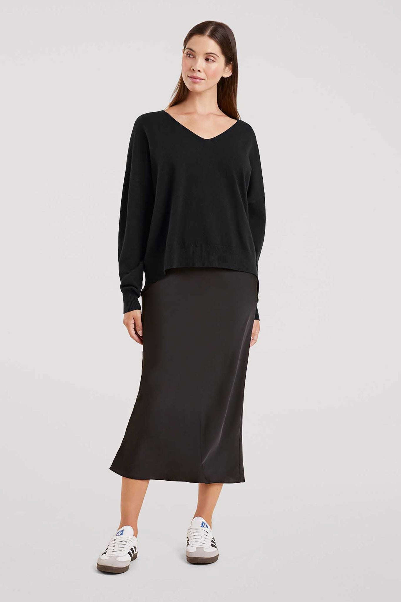 Luxe Knit V-Neck Sweater | Black