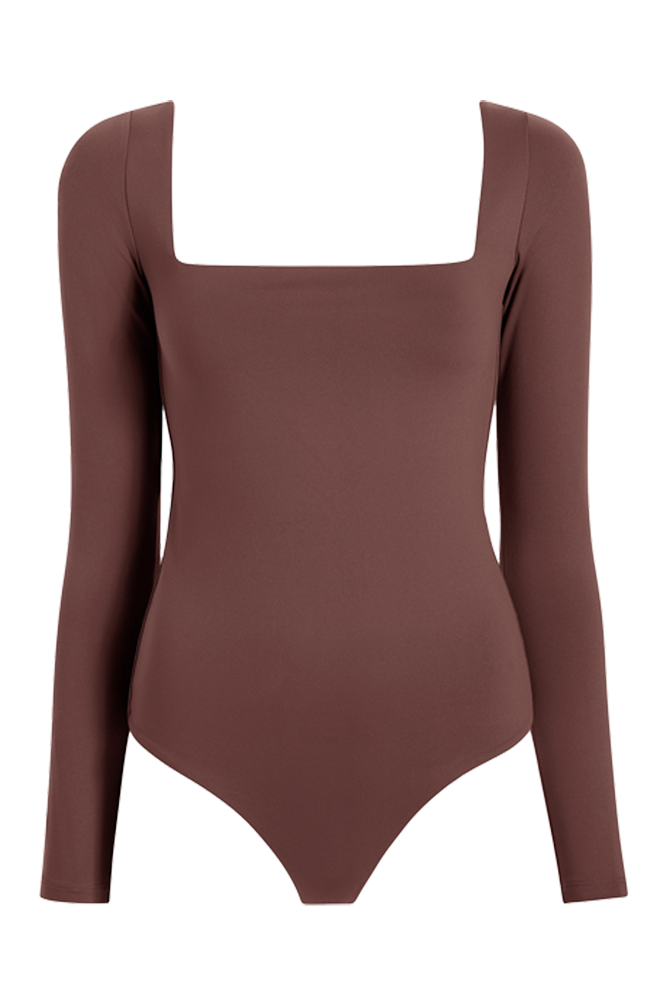 Long Sleeve Wide Square Neck Bodysuit | Coffee