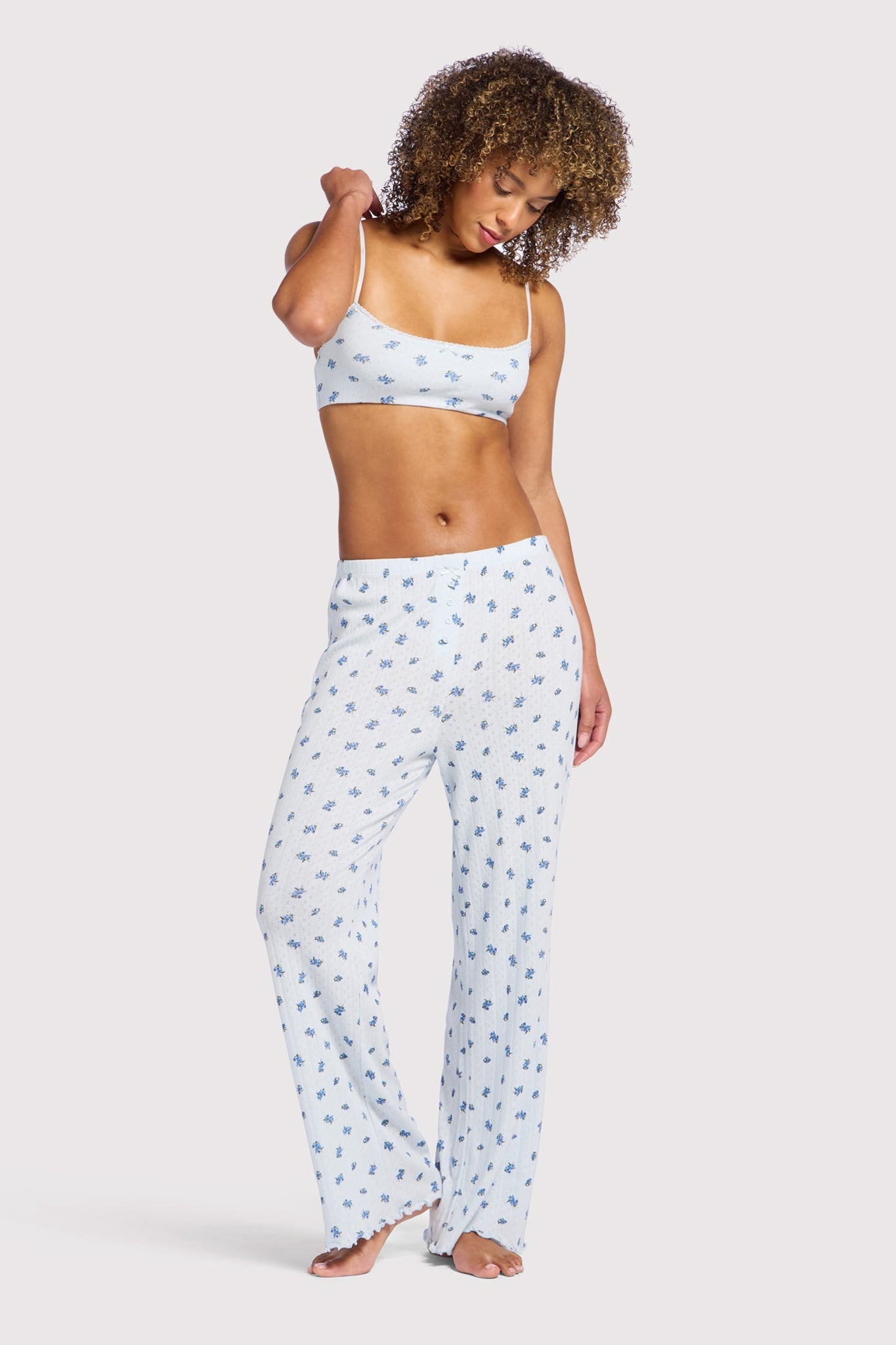 Pointelle Bralette | Ditsy Blue