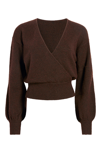 Cozy Knit Wrap Sweater | Coffee
