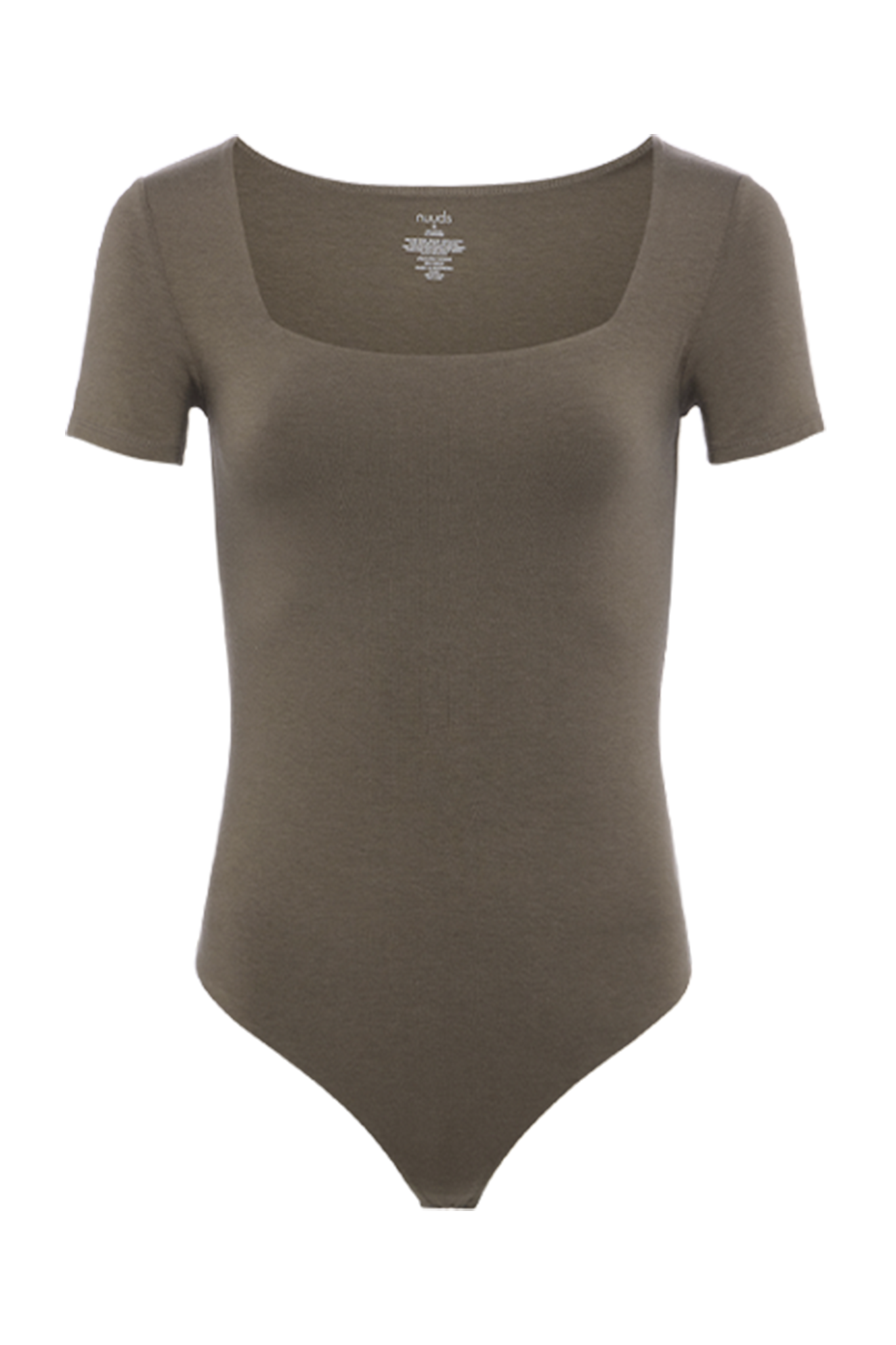 Cotton Stretch Short Sleeve Square Neck Bodysuit | Mocha