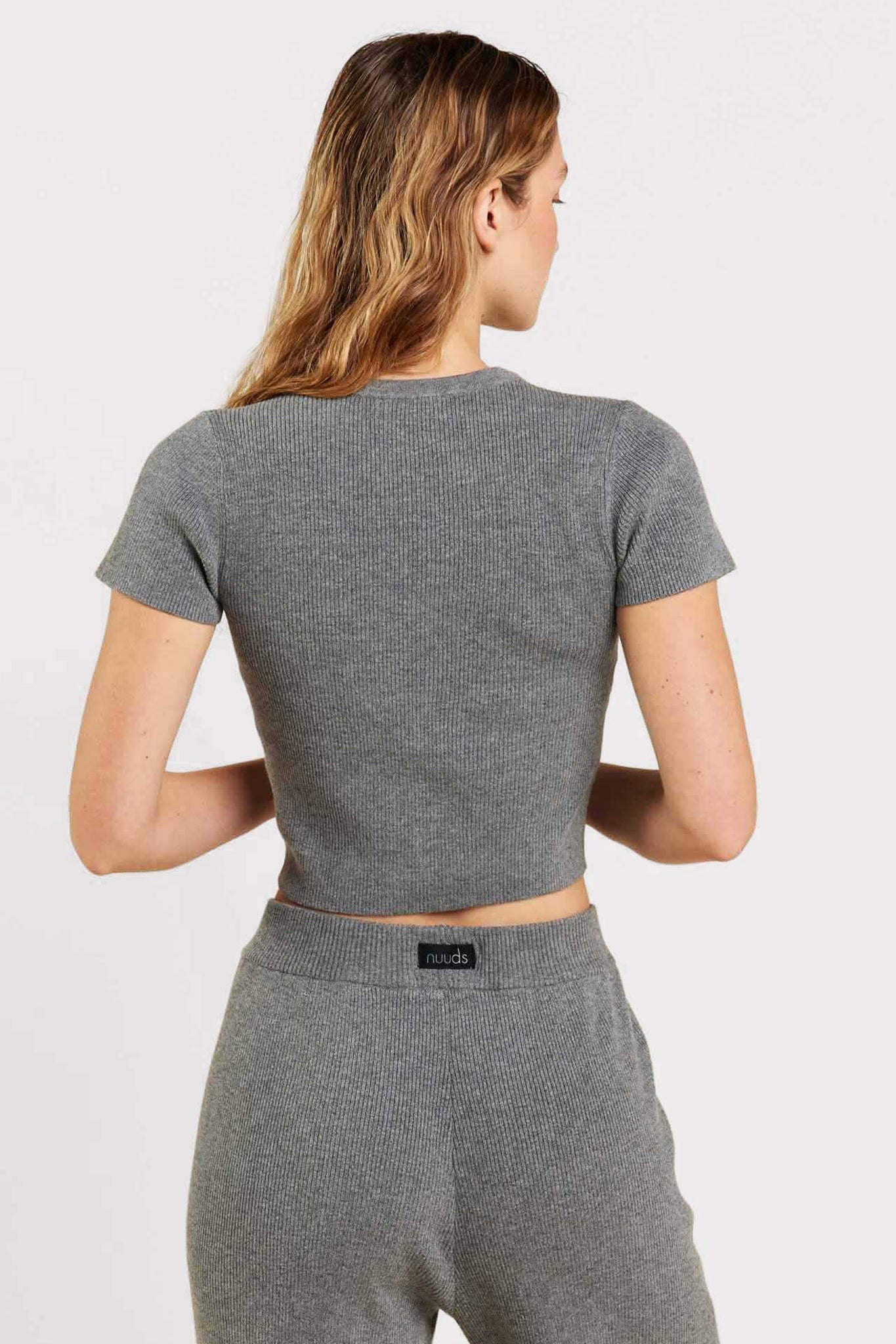 Ribbed Sweater Baby Tee | Charcoal
