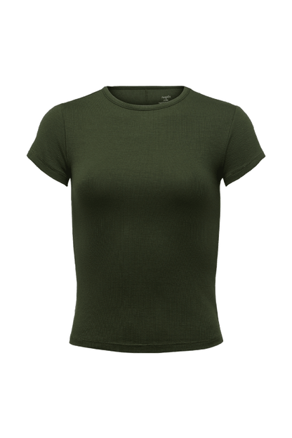 Slinky Rib Tee | Darkest Olive