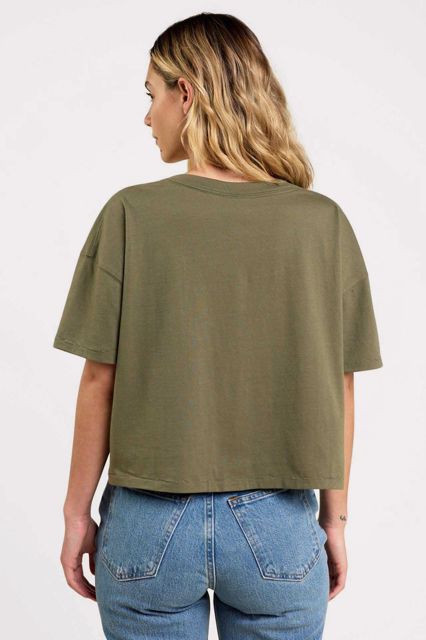 Boxy V-Neck Tee | Olive