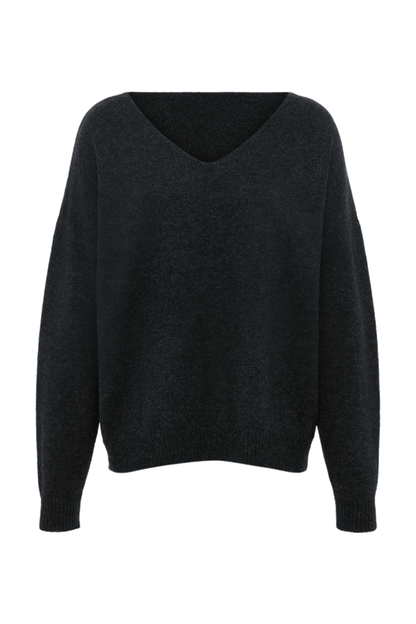Cozy Knit V-Neck Sweater | Black