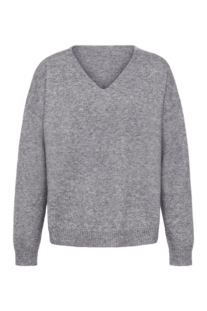 Cozy Knit V-Neck Sweater | Charcoal