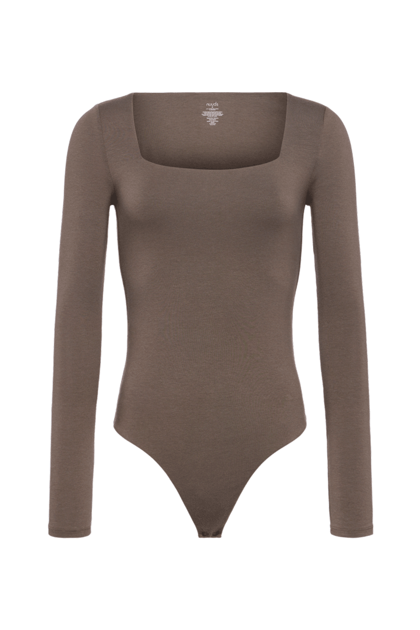 Cotton Stretch Long Sleeve Square Neck Bodysuit | Mocha