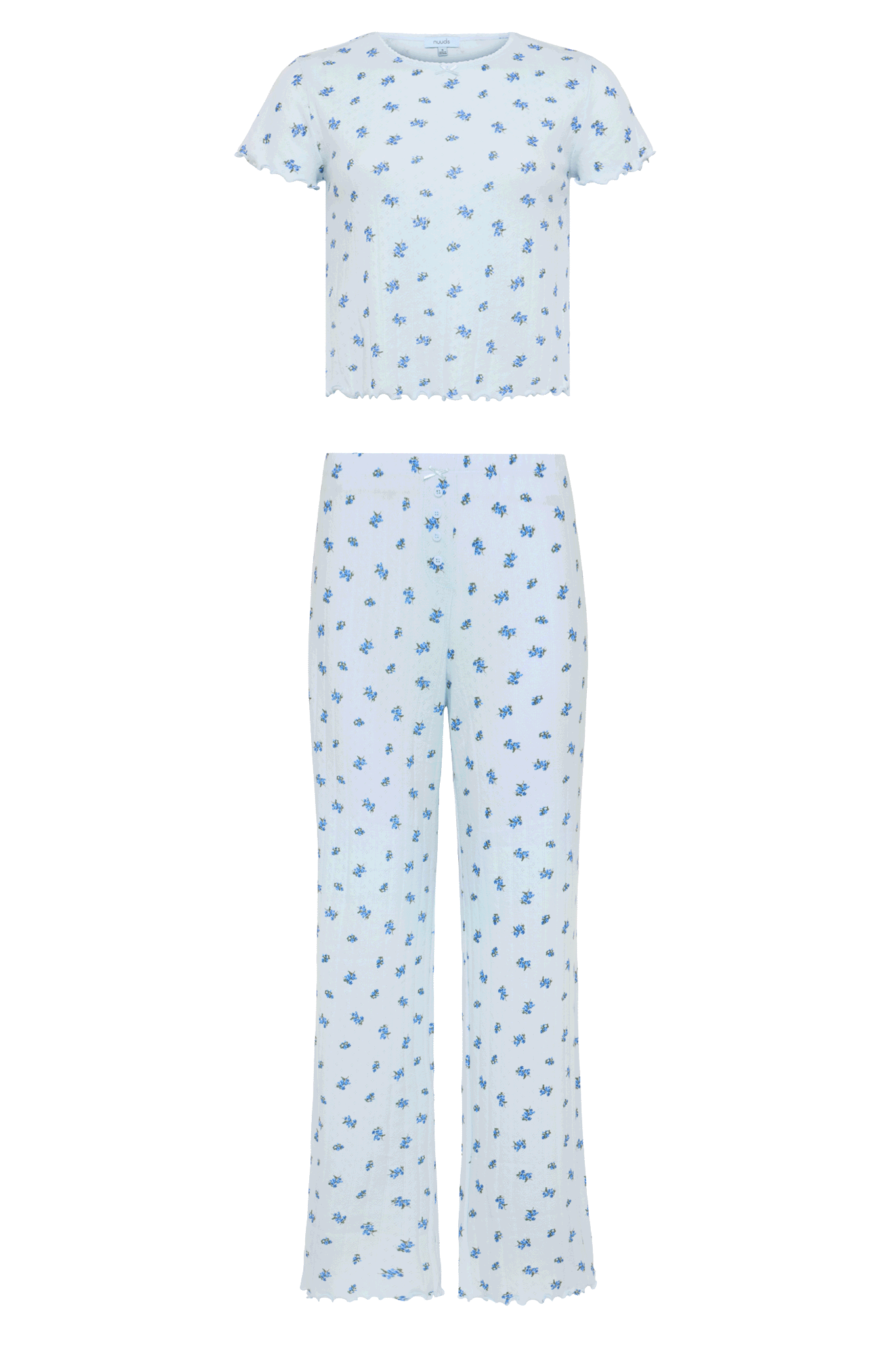 Pointelle Pajama Pant Set | Ditsy Blue