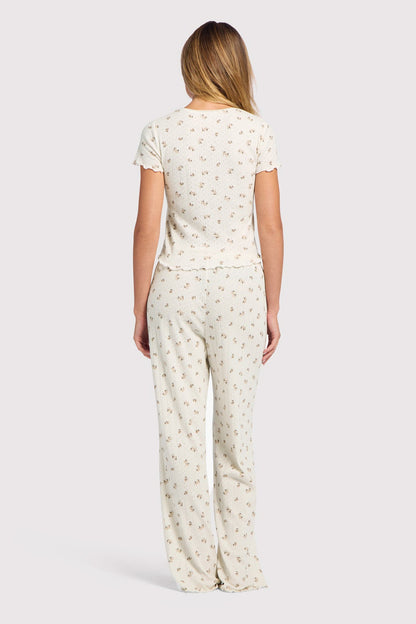 Pointelle Pajama Pant Set | Ditsy Pearl
