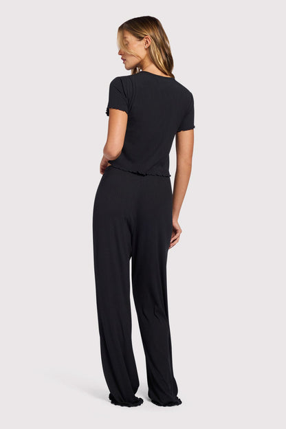 Mini Rib Pajama Set | Black