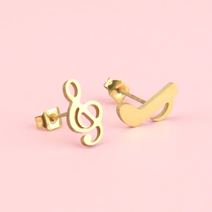 Treble Clef & Quaver Stud Earrings (Gold Plated)
