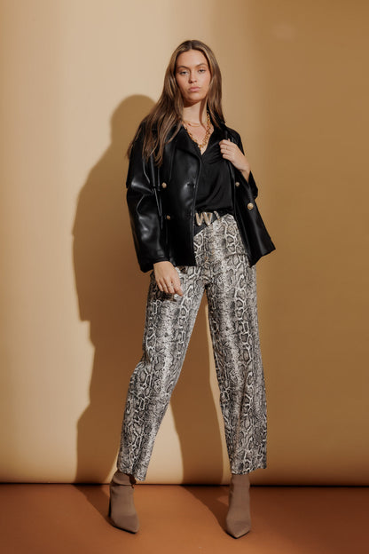 Black Faux Leather Crop Trench