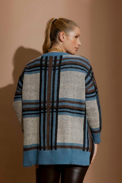 Blue Check Jaquard Jumper Blue S