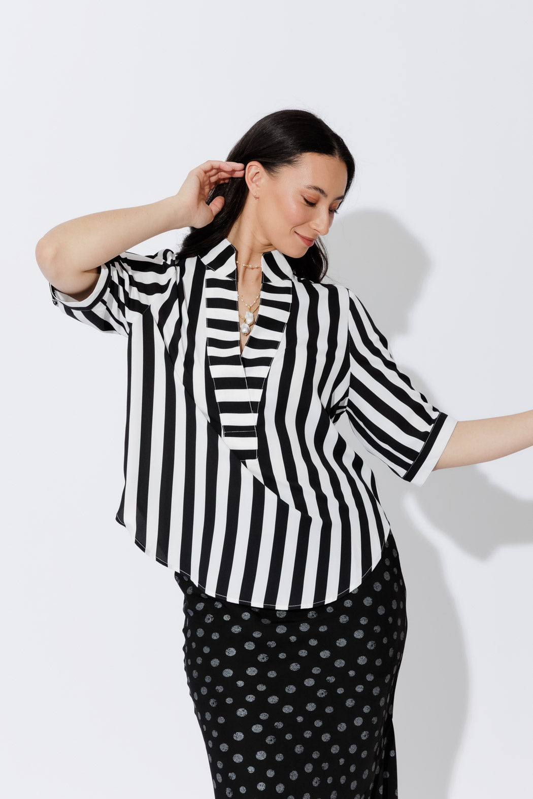Black/White Stripe Milan Blogger Shirt
