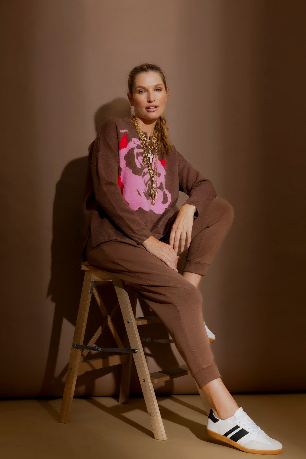 Caramel Blossom Button Jumper Caramel S