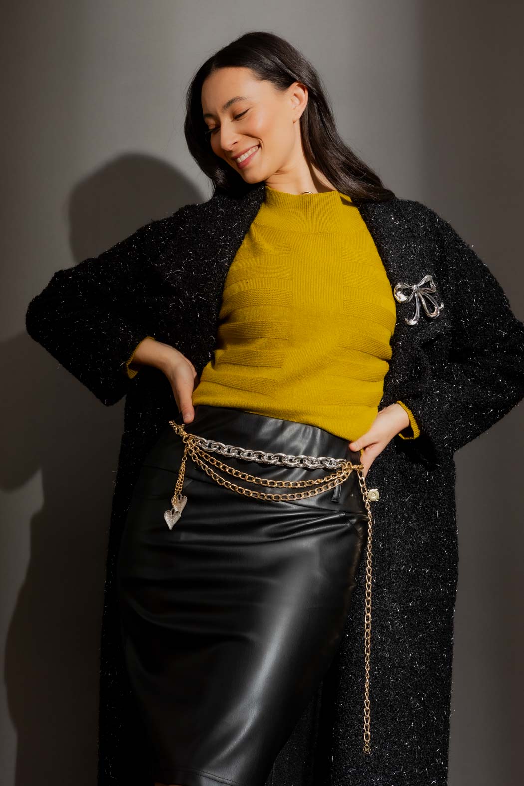 Black Faux Leather Pencil Skirt