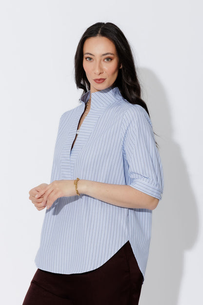 Blue Stripe Milan Blogger Shirt