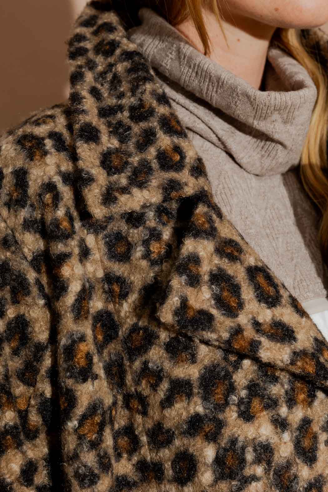 Brown Animal Soft Pea Coat Brown Animal