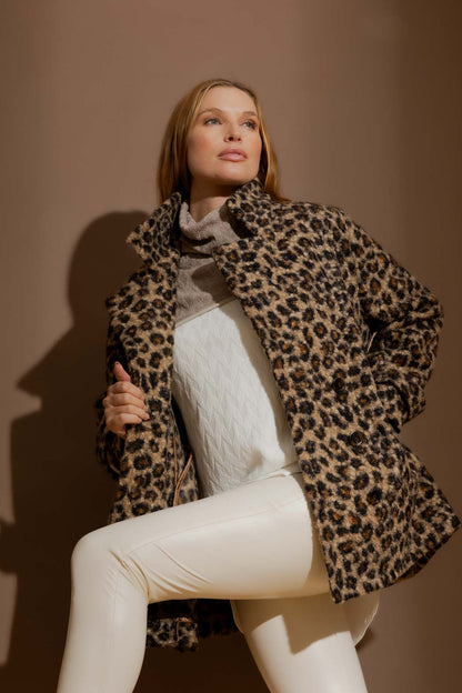 Brown Animal Soft Pea Coat Brown Animal