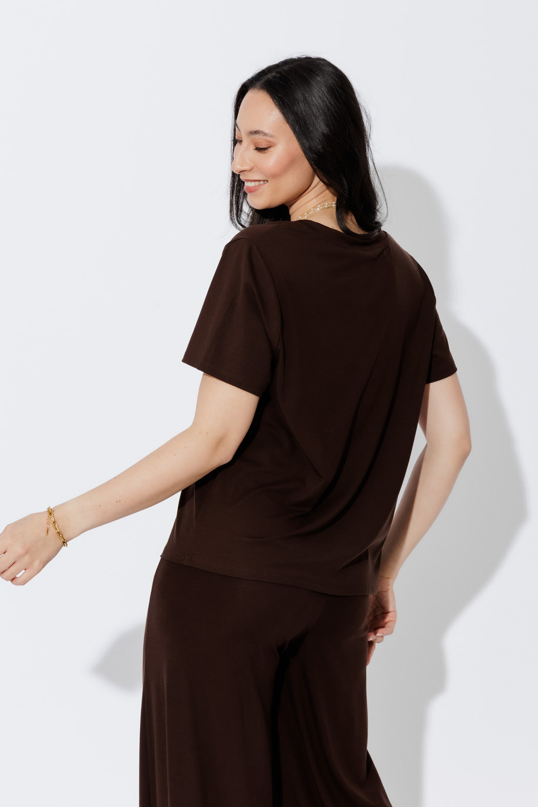 Black Tencel V-Neck T-Shirt