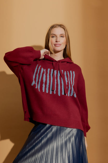 Burgundy Lines Hoodie Burgundy S
