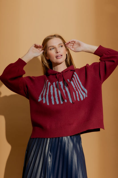 Burgundy Lines Hoodie Burgundy S