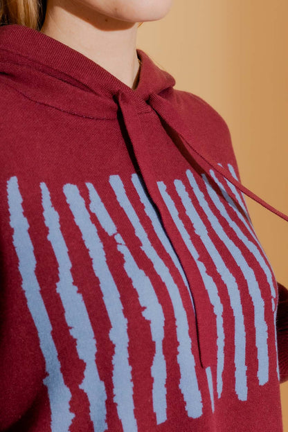 Burgundy Lines Hoodie Burgundy S