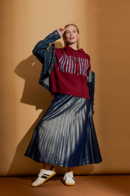 Burgundy Lines Hoodie Burgundy S