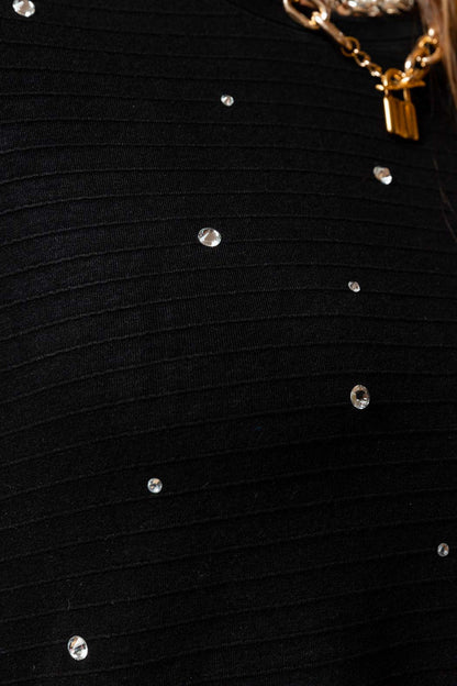 Black Diamante Crew Jumper