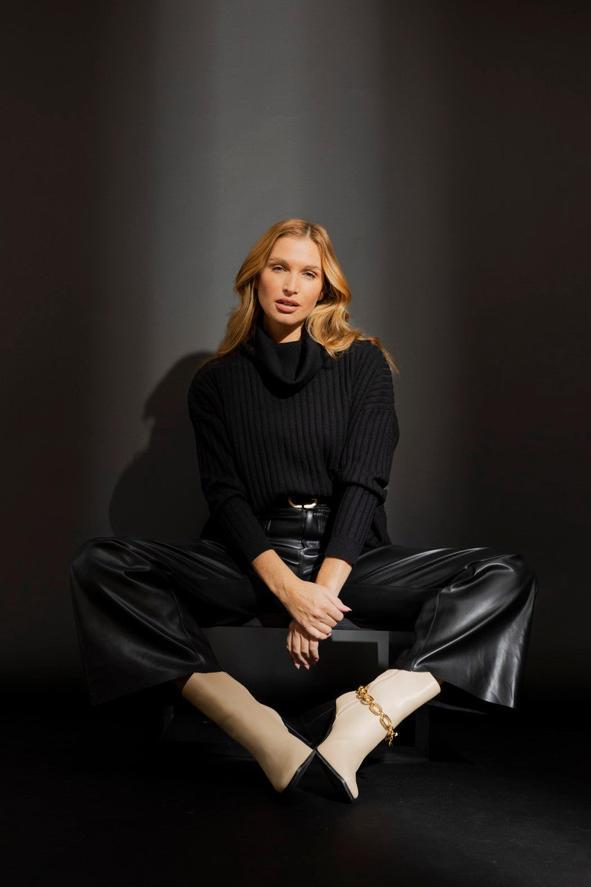 Black Cowl Neck Jumper Black S/M