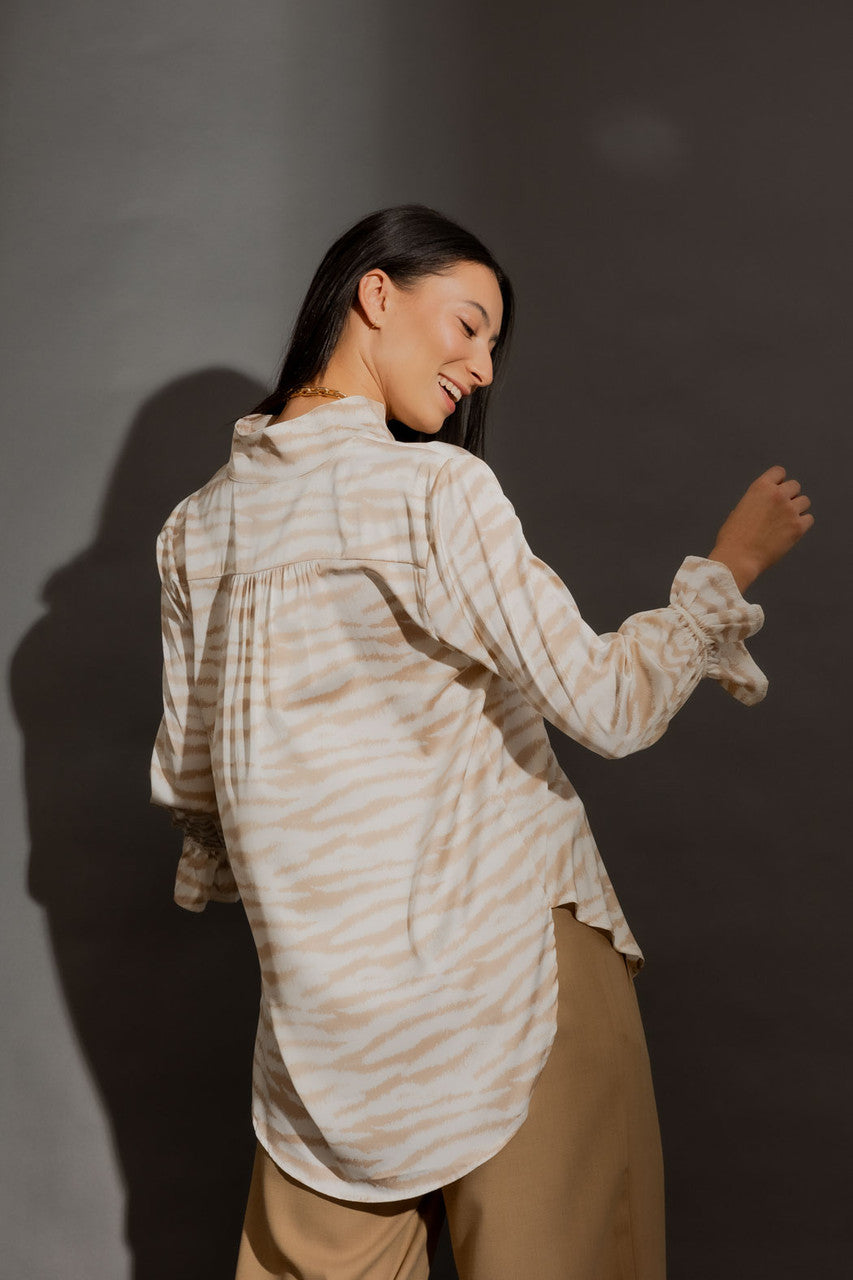 Beige/White Animal Femme Blogger Shirt Beige Animal