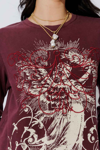 Burgundy Washed Cotton Street T-Shirt