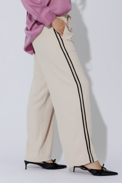 Beige Side Stripe Pant