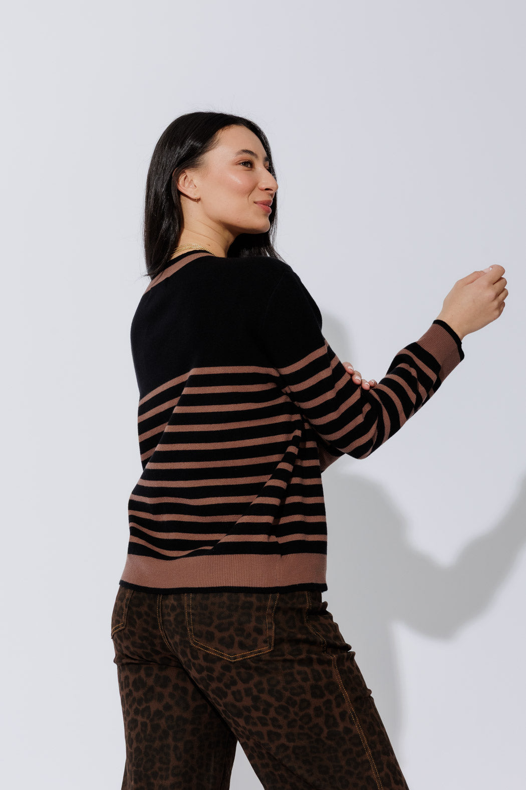 Black/Taupe Knit Cardi S