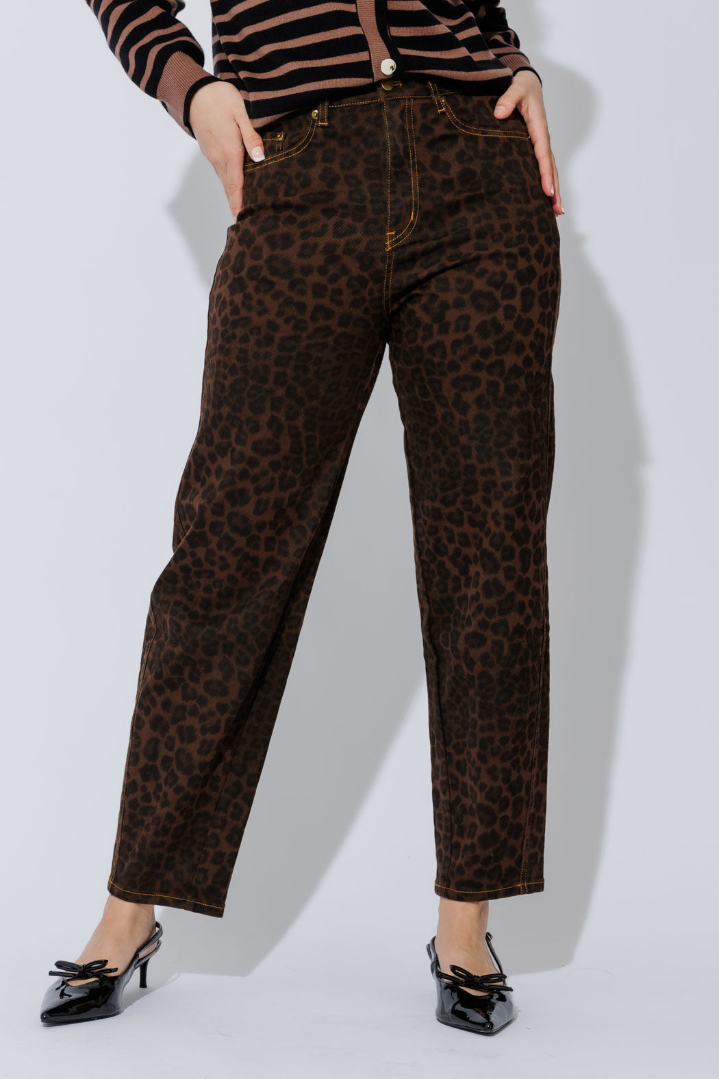 Brown Animal Denim Barrel Jean Brown Animal