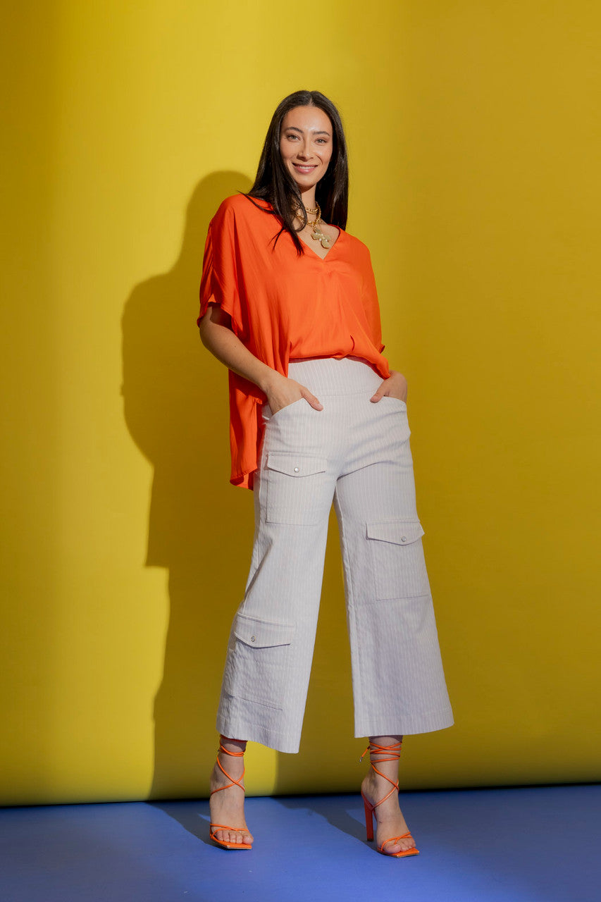 Beige Stripe Cargo Jet Culotte Beige Stripe