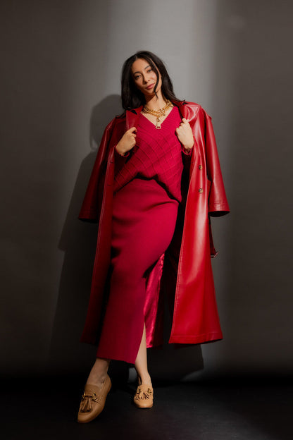 Berry Backsplit Rib Skirt Berry S