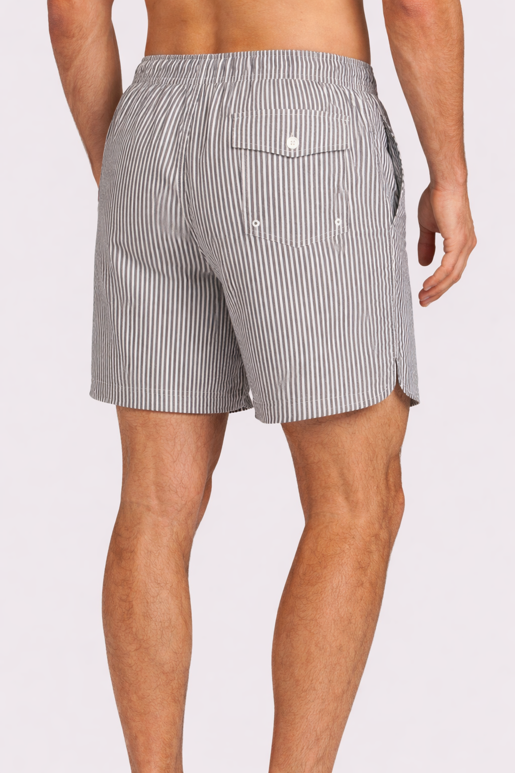 Seersucker Swim Trunk | Olive Stripe