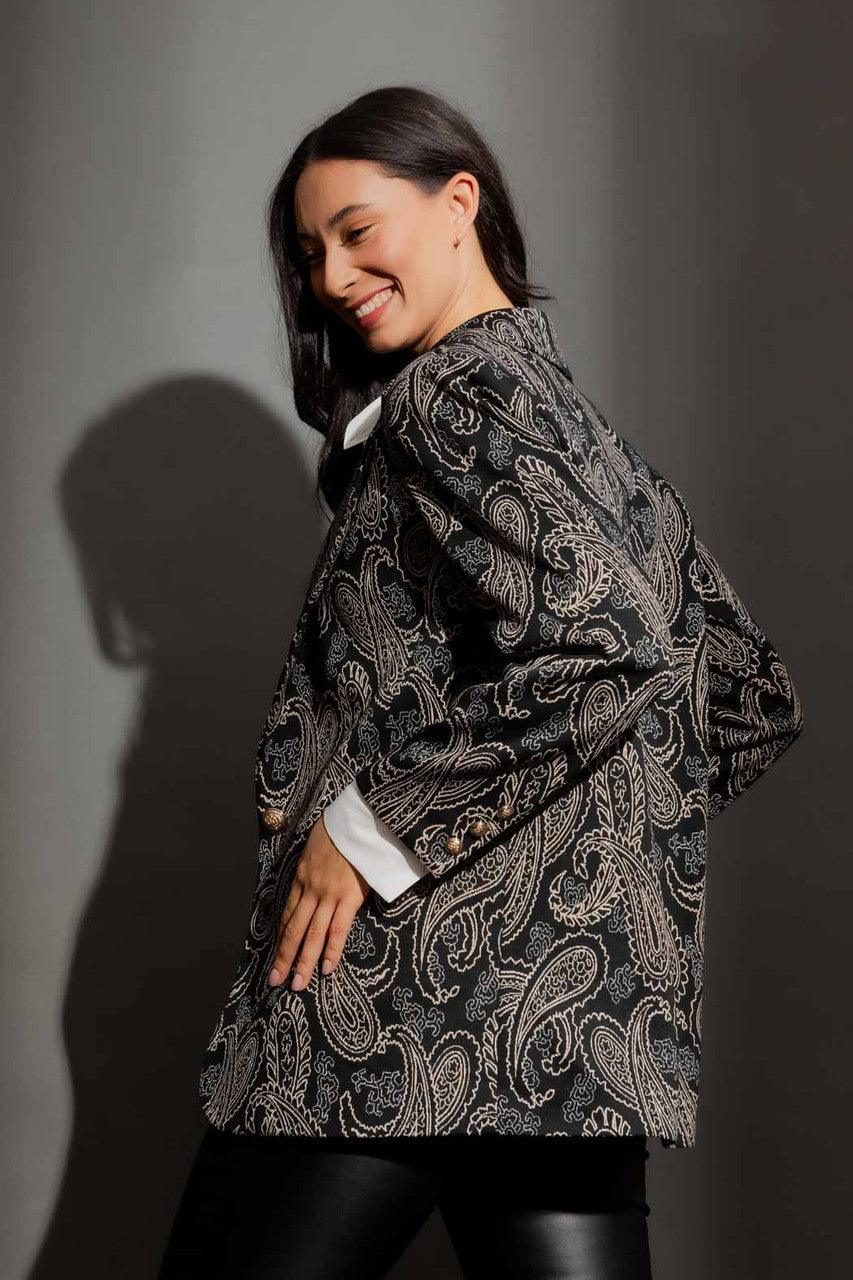 Black Paisley Oversized Blazer