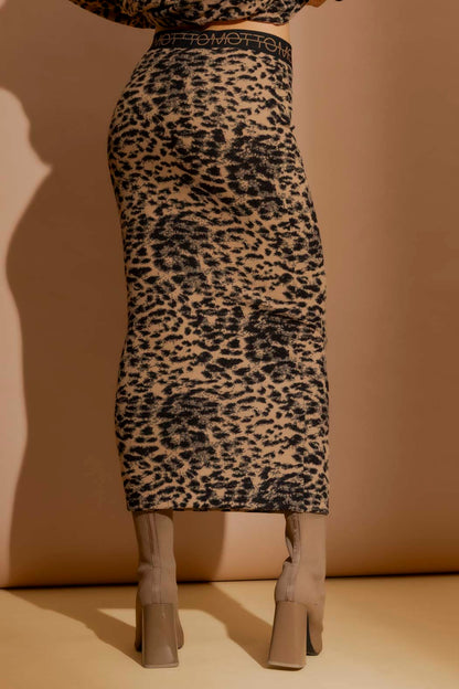 Beige Leopard Tube Skirt