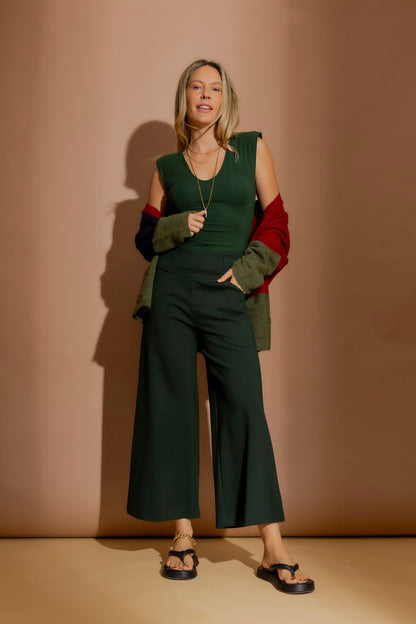 Bottle Green Ponte Jet Culotte Bottle Green