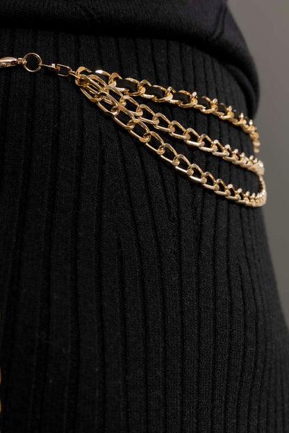 Black Rib Knit Skirt Black S