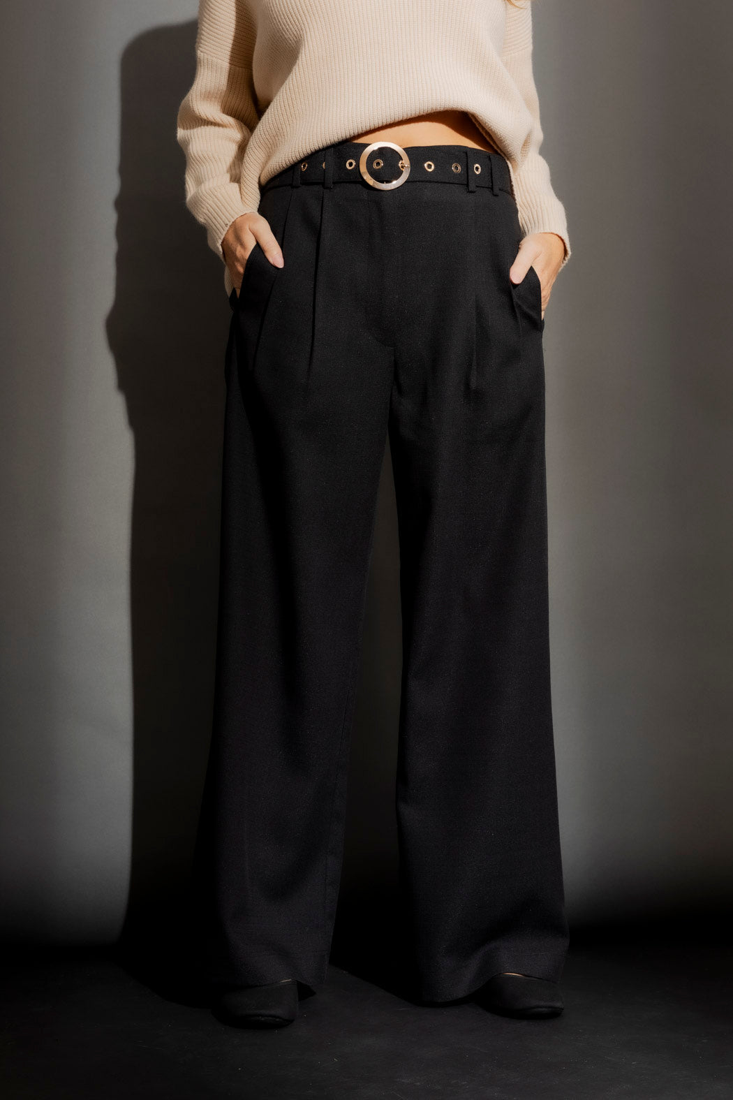 Black Textured Cleo Pant