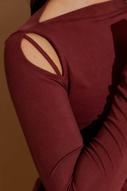 Burgundy Tencel Splice Top