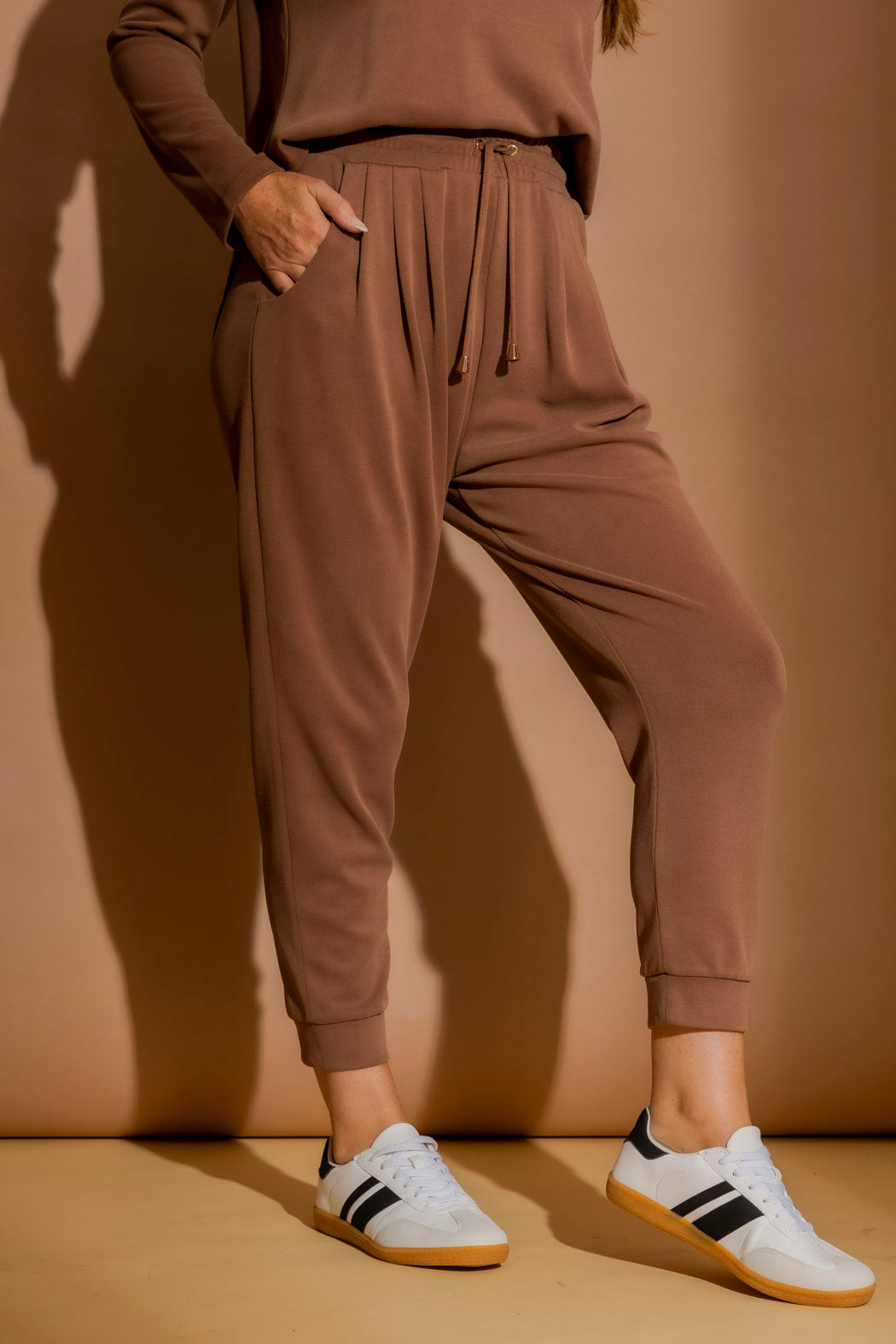 Caramel Lux Knit Slouch Pant
